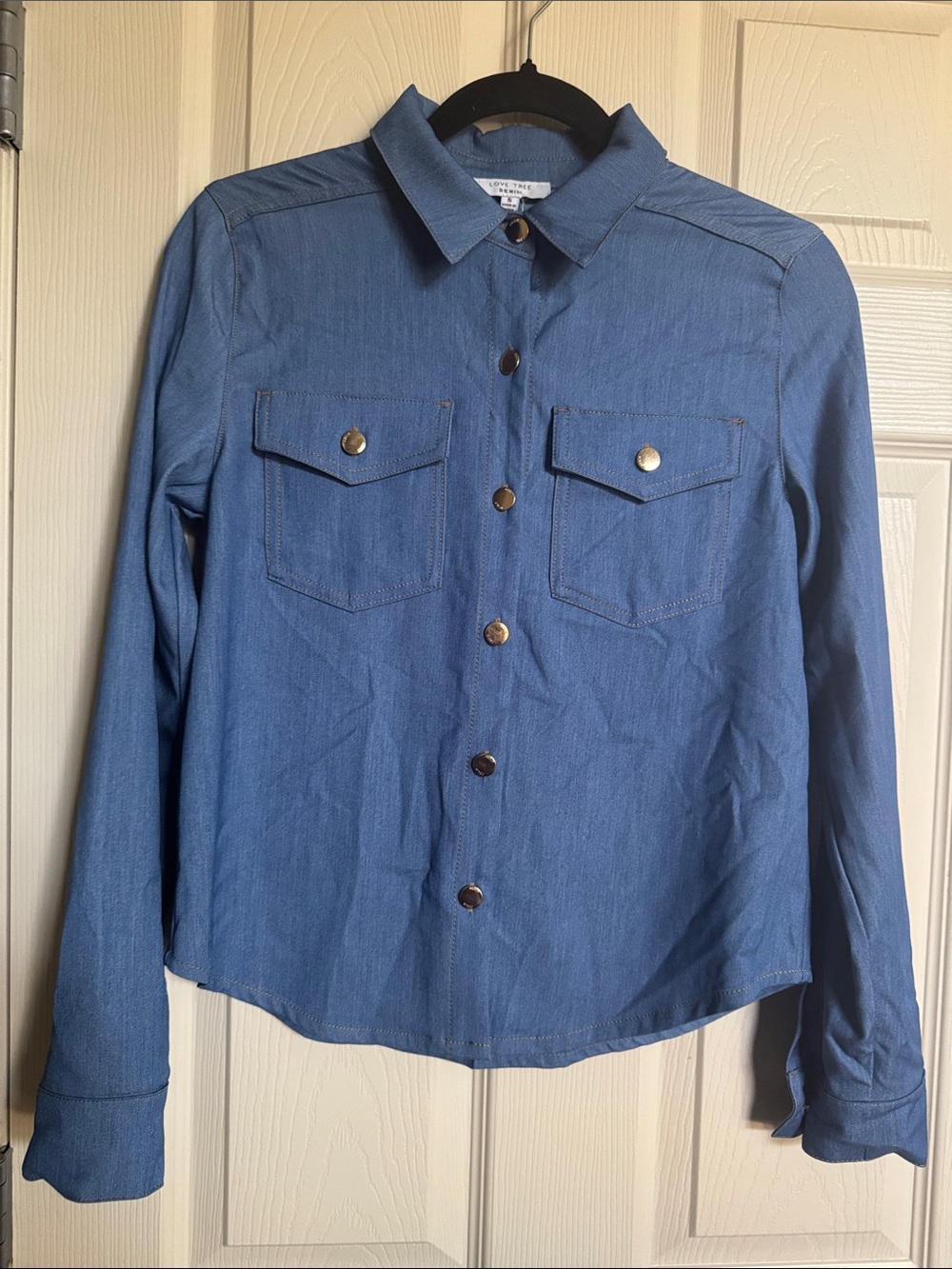 NWT Love Tree Light Blue Casual Button-Front Shirt, Multiple Sizes